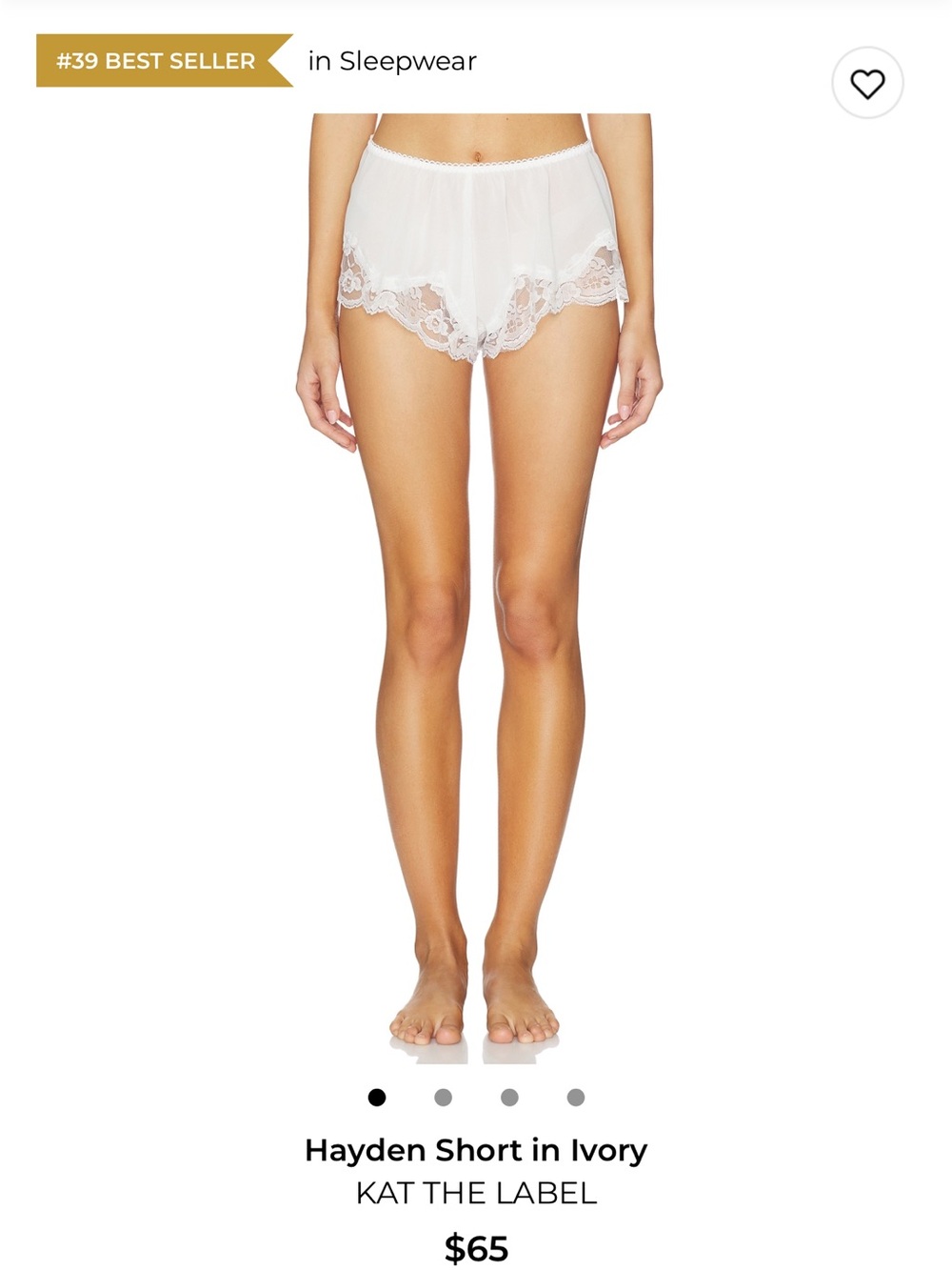 Sheer Lace Trim Ivory Briefs - Kat the Label